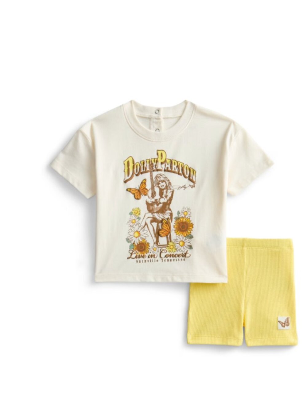Dolly Parton Baby Girls Graphic Tee and Bike Shorts Set, 2-Piece
